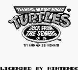Teenage Mutant Ninja Turtles II Back from the Sewers back cover for GameBoy